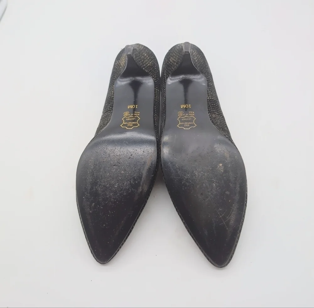 Vintage Nina Sz 10  Black Sparkle Women's Heels